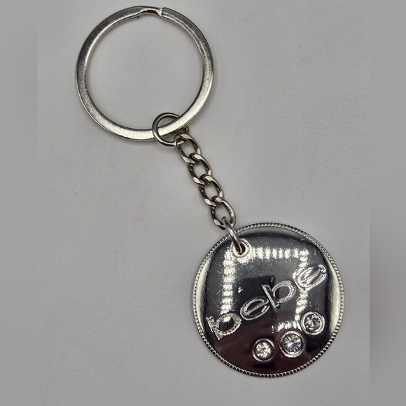 bebe Accessories - Bebe Keychain Silver Circle with Crystals Design